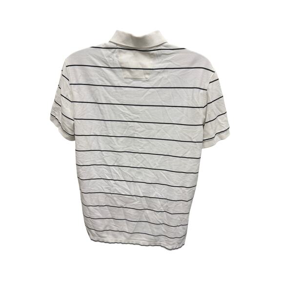 Nautica Mens Large Short sleeve Polo Shirt White navy Stripes nautical preppy - Picture 4 of 4